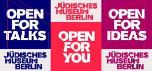 Plakatkampagne der Eröffnung als Triptychon mit JMB Schrift